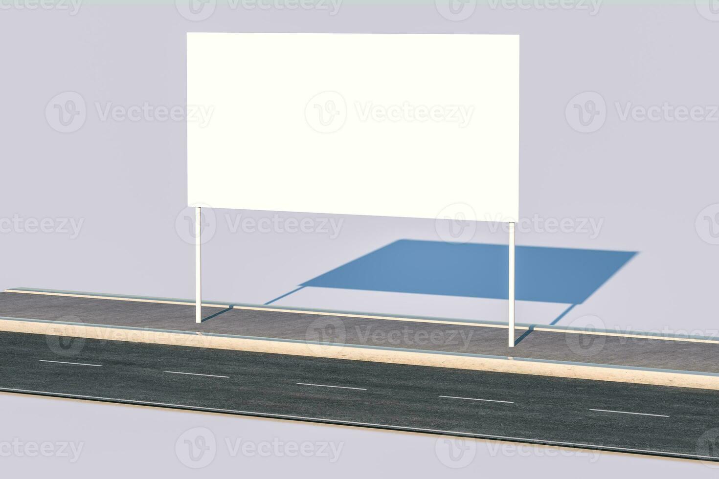 3d rendering, advertising billboard on the side of road. photo