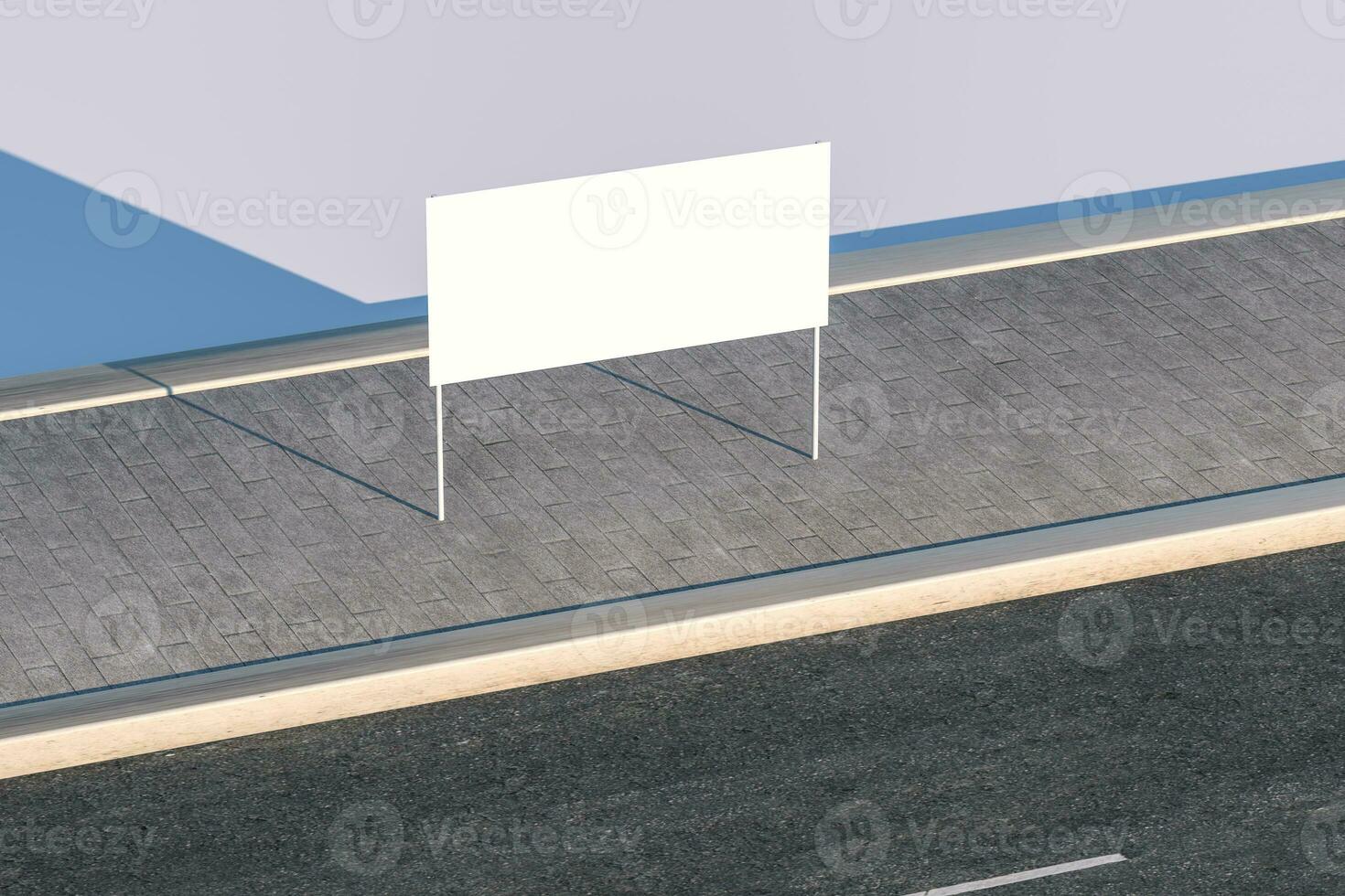 3d rendering, advertising billboard on the side of road. photo