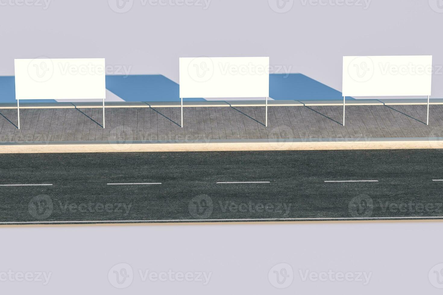 3d rendering, advertising billboard on the side of road. photo