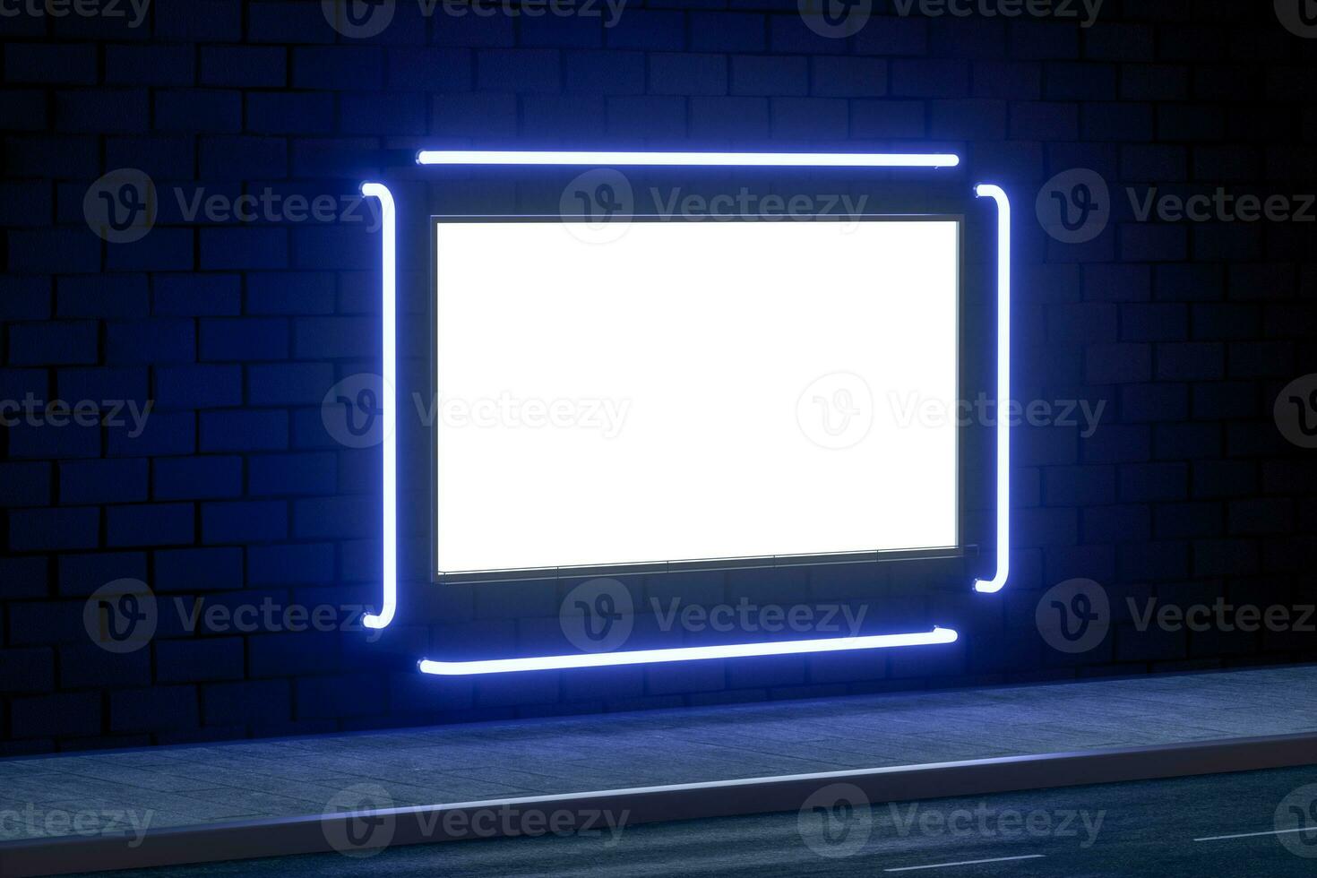 3d rendering, advertising billboard on the side of road. photo