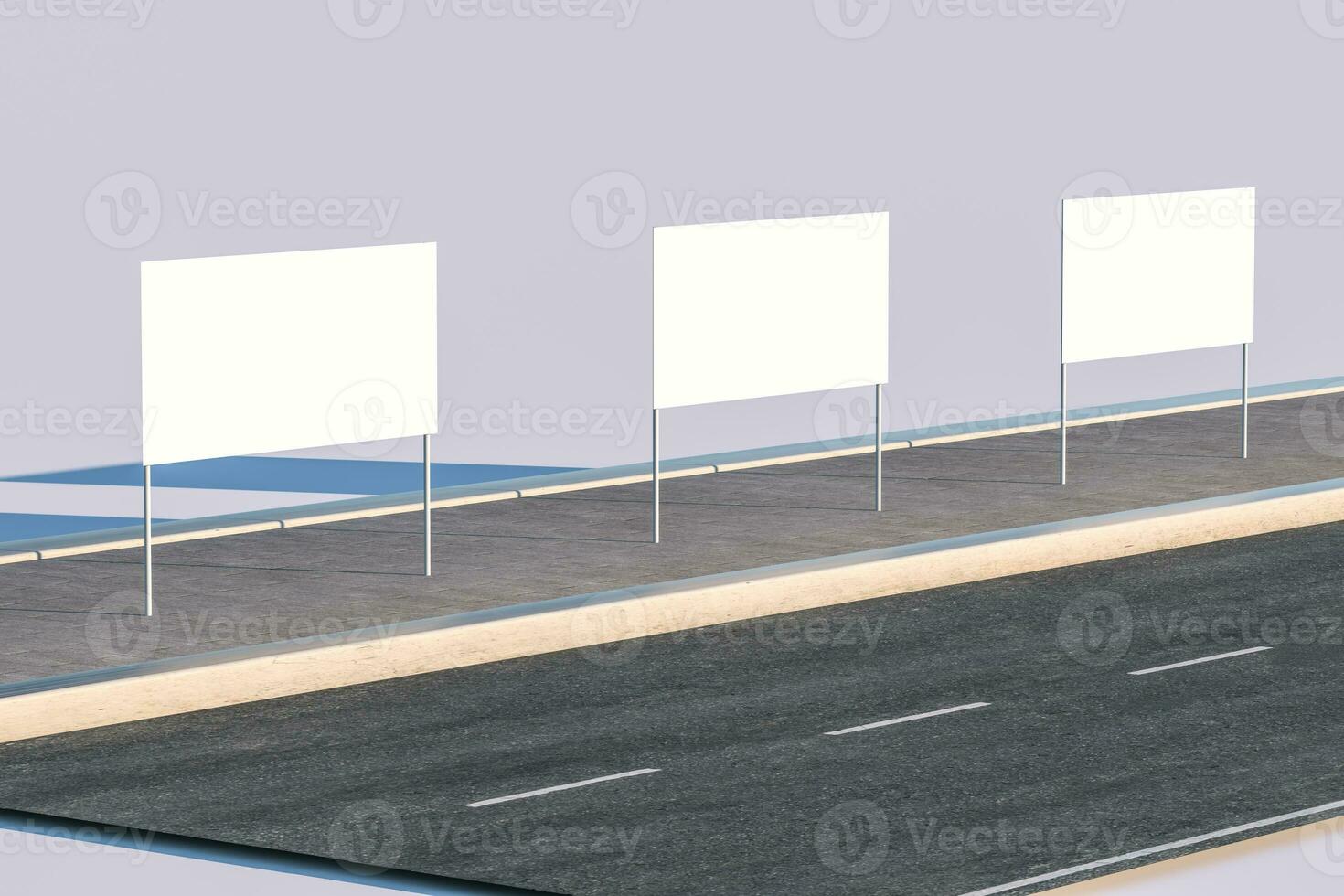 3d rendering, advertising billboard on the side of road. photo