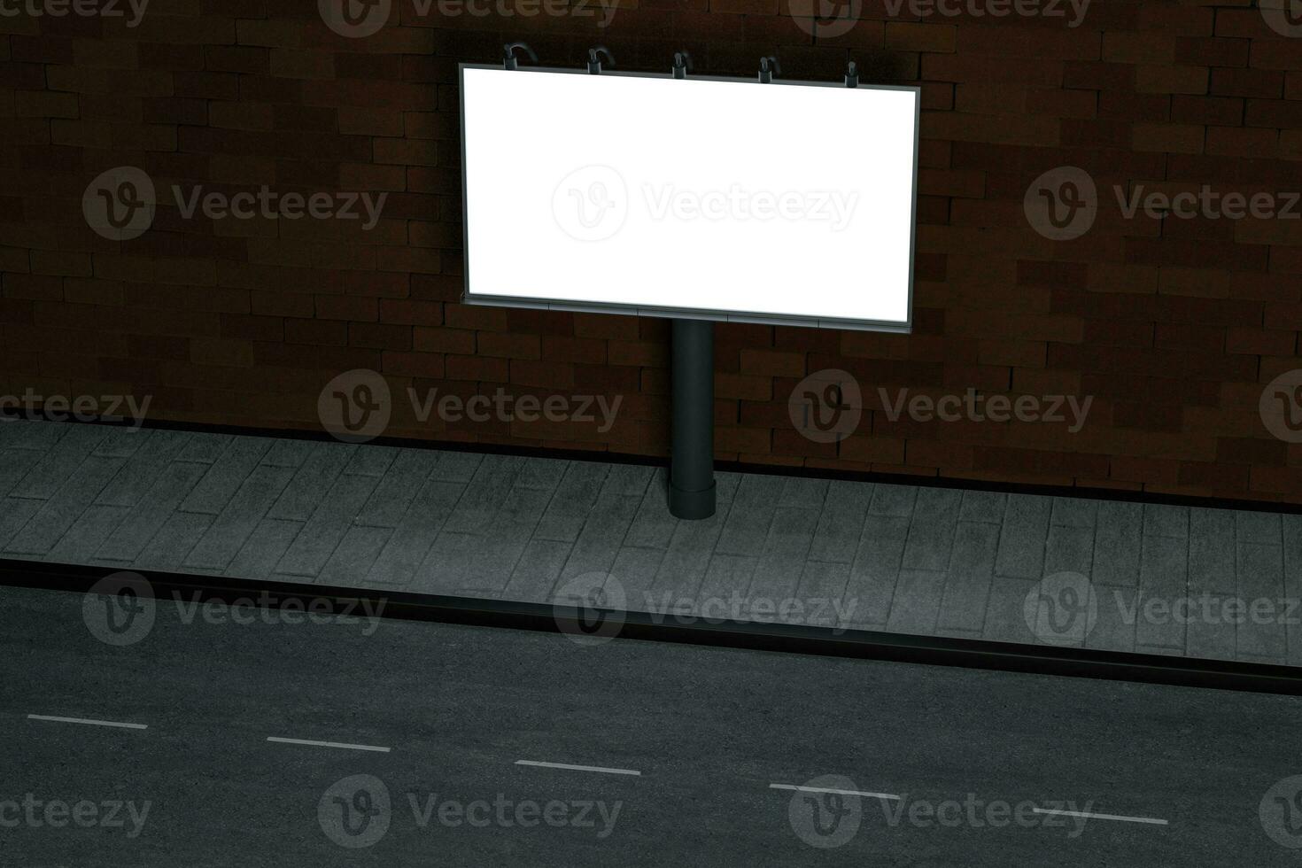 3d rendering, advertising billboard on the side of road. photo