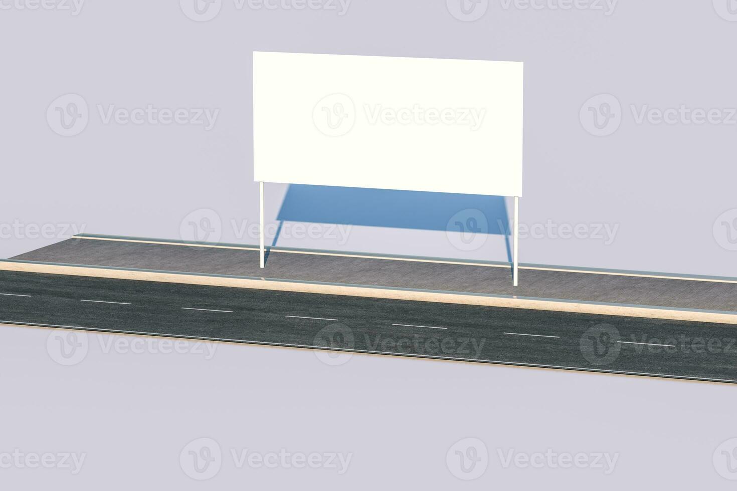 3d rendering, advertising billboard on the side of road. photo