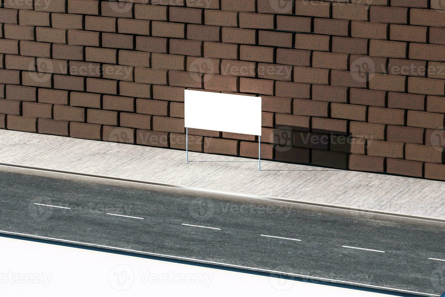 3d rendering, advertising billboard on the side of road. photo
