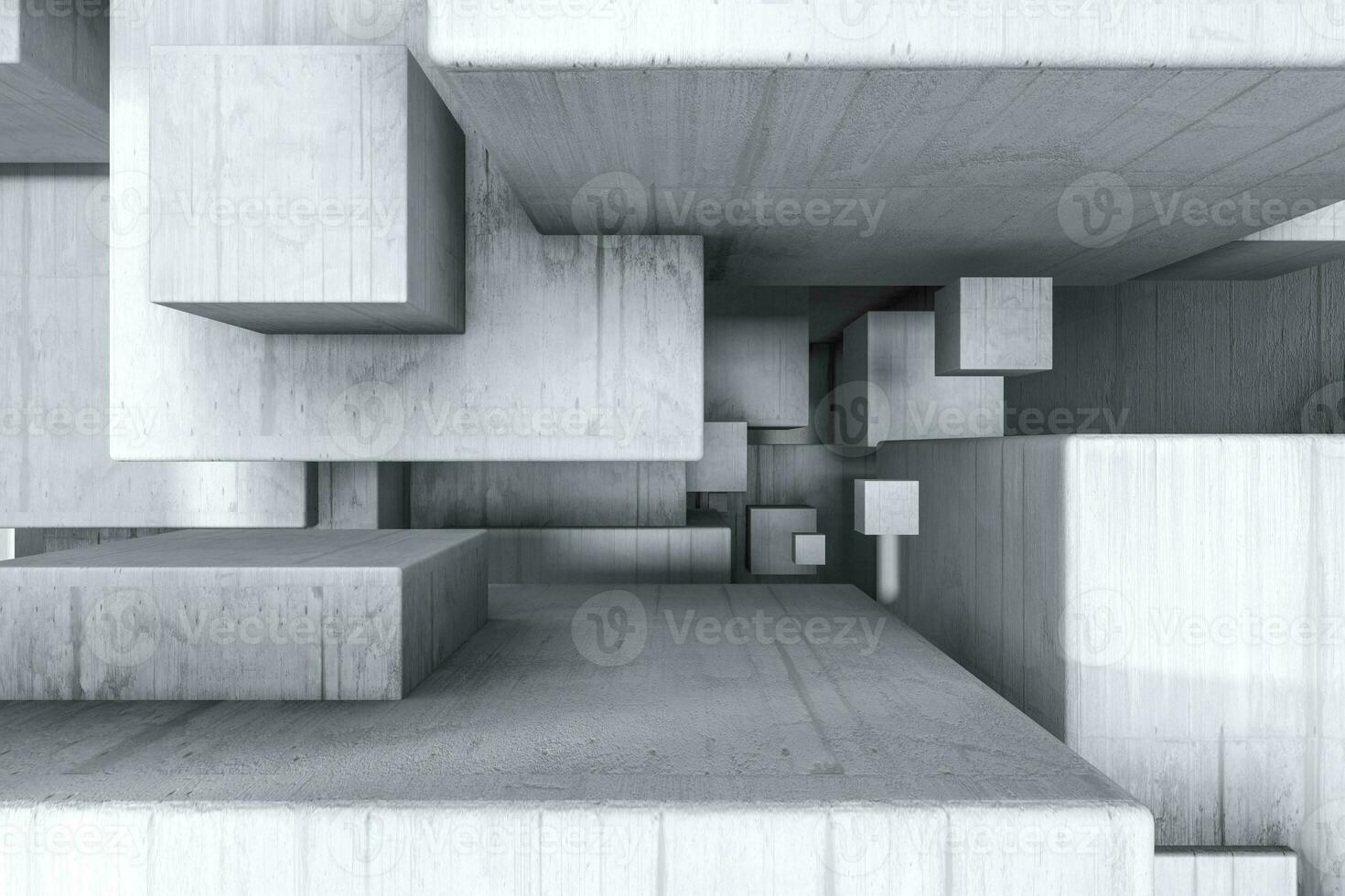 White empty concrete room, 3d rendering photo