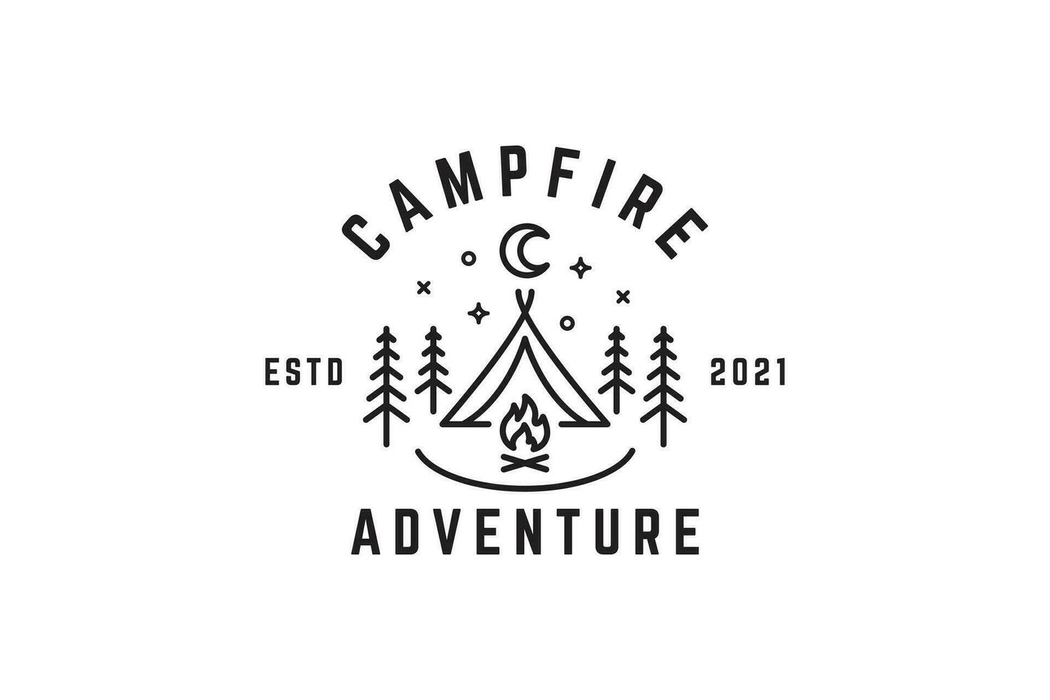 Campfire Adventure Outdoor Illustration Logo. vector