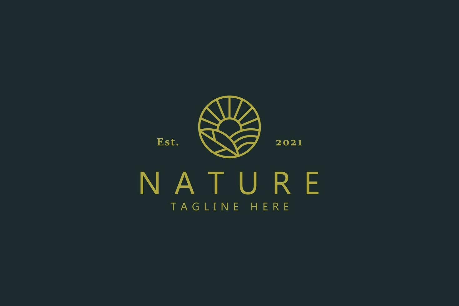 Nature Farm Field Simple Logo Branding. vector