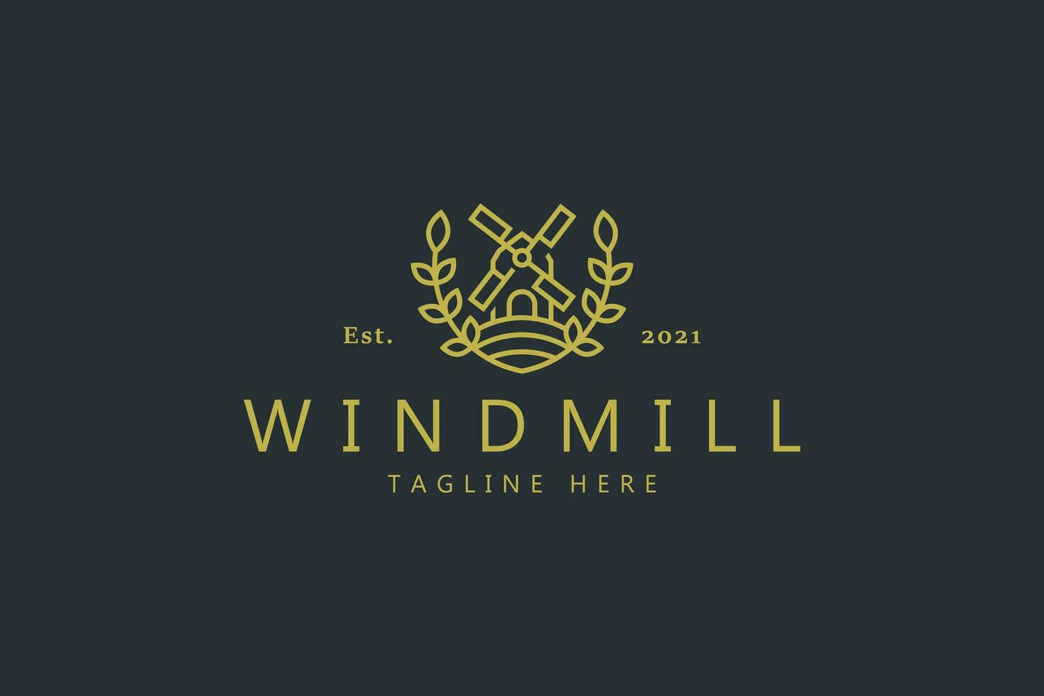 Windmill Patch Badge Logo. Farm Nature Village Concept Brand Identity. vector