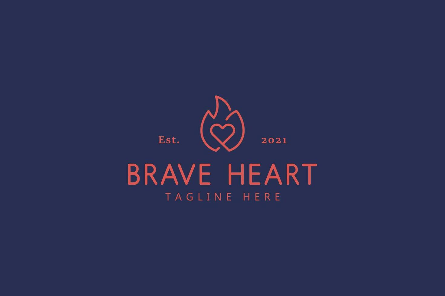 Brave Heart Icon Logo. Burning Love. Couple Warm Relationship. vector