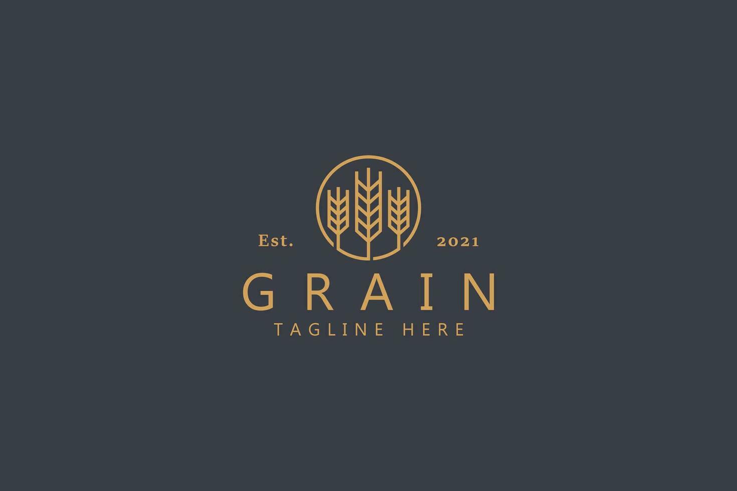 General Logo Universal Farm Field Wheat Or Grain on The Circle. Retro Badge Graphic Identity Template Design. vector