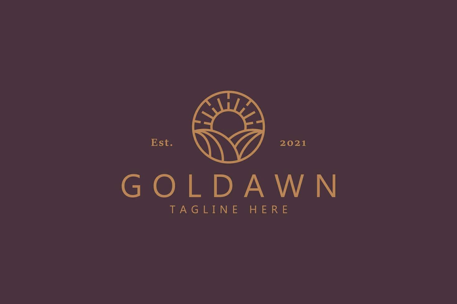 Golden Dawn Concept Eco Farm Logo Minimalist. High Quality Design Branding Logo Template. vector