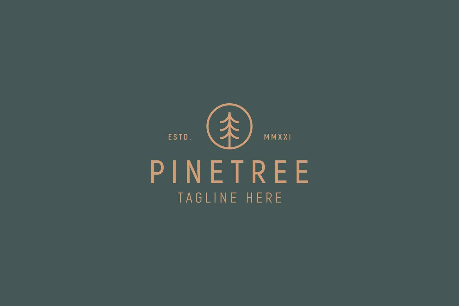 Pine Tree Simple Line Logo Vector Template.
