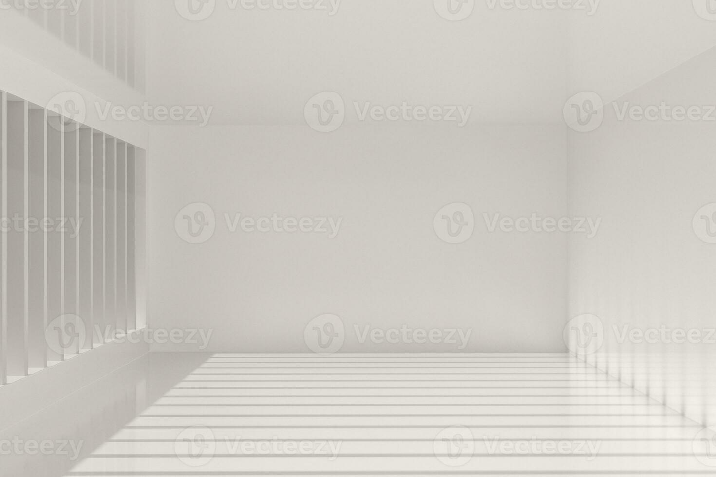 White empty room with sunshine from the side, 3d rendering photo