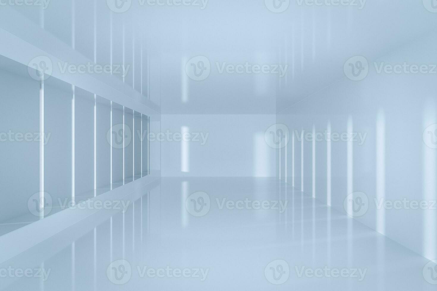 White empty room with sunshine from the side, 3d rendering photo