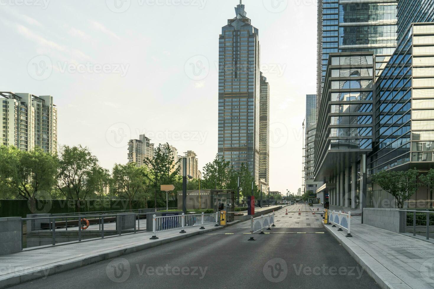 The landscape in the center of city, modern commercial background. photo