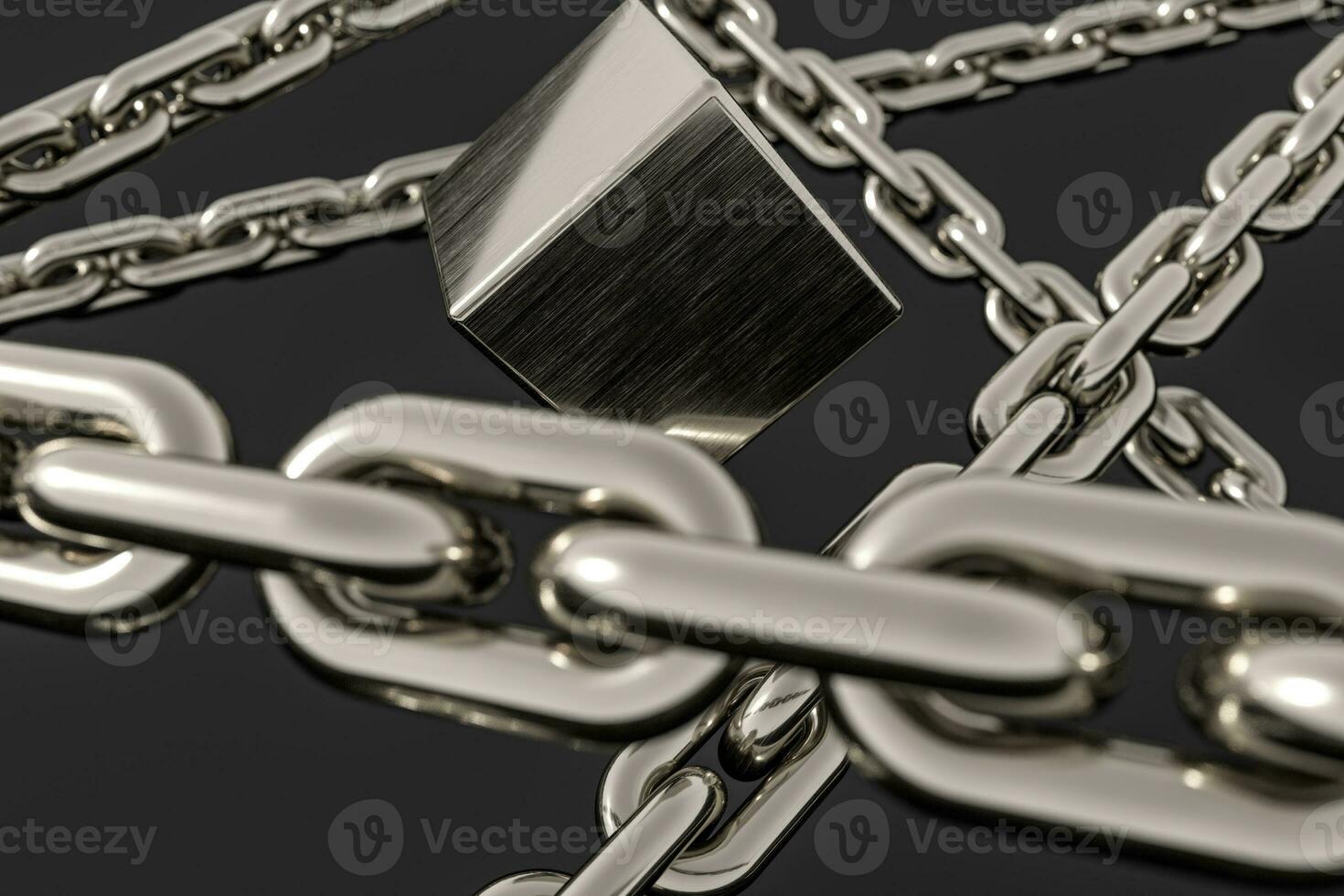 Chain with blank background, concept of digital security, 3d rendering. photo