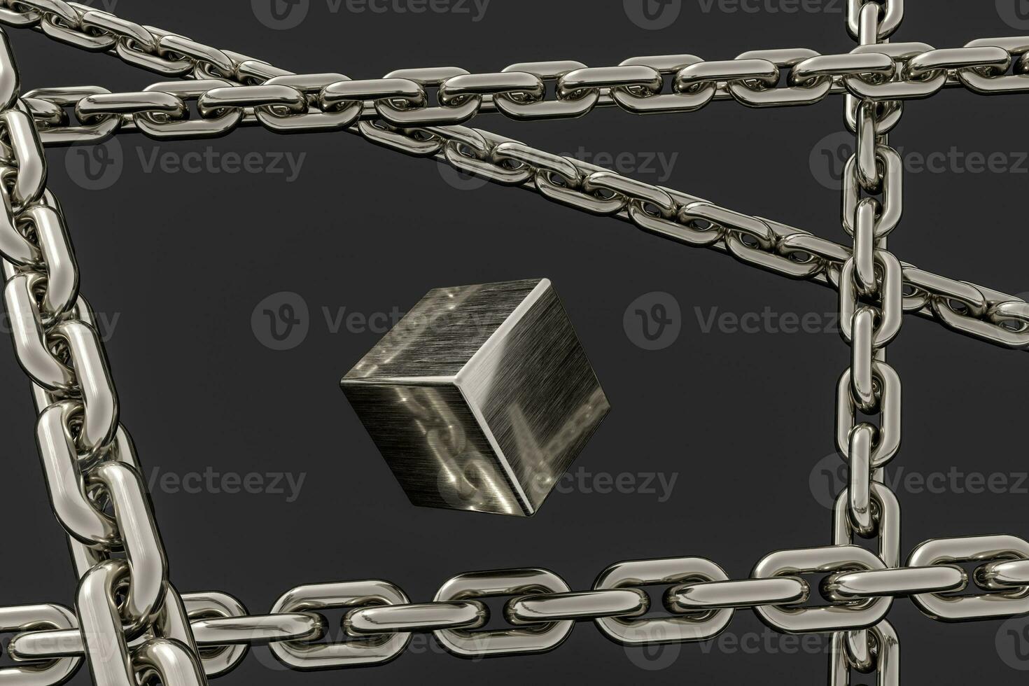 Chain with blank background, concept of digital security, 3d rendering. photo