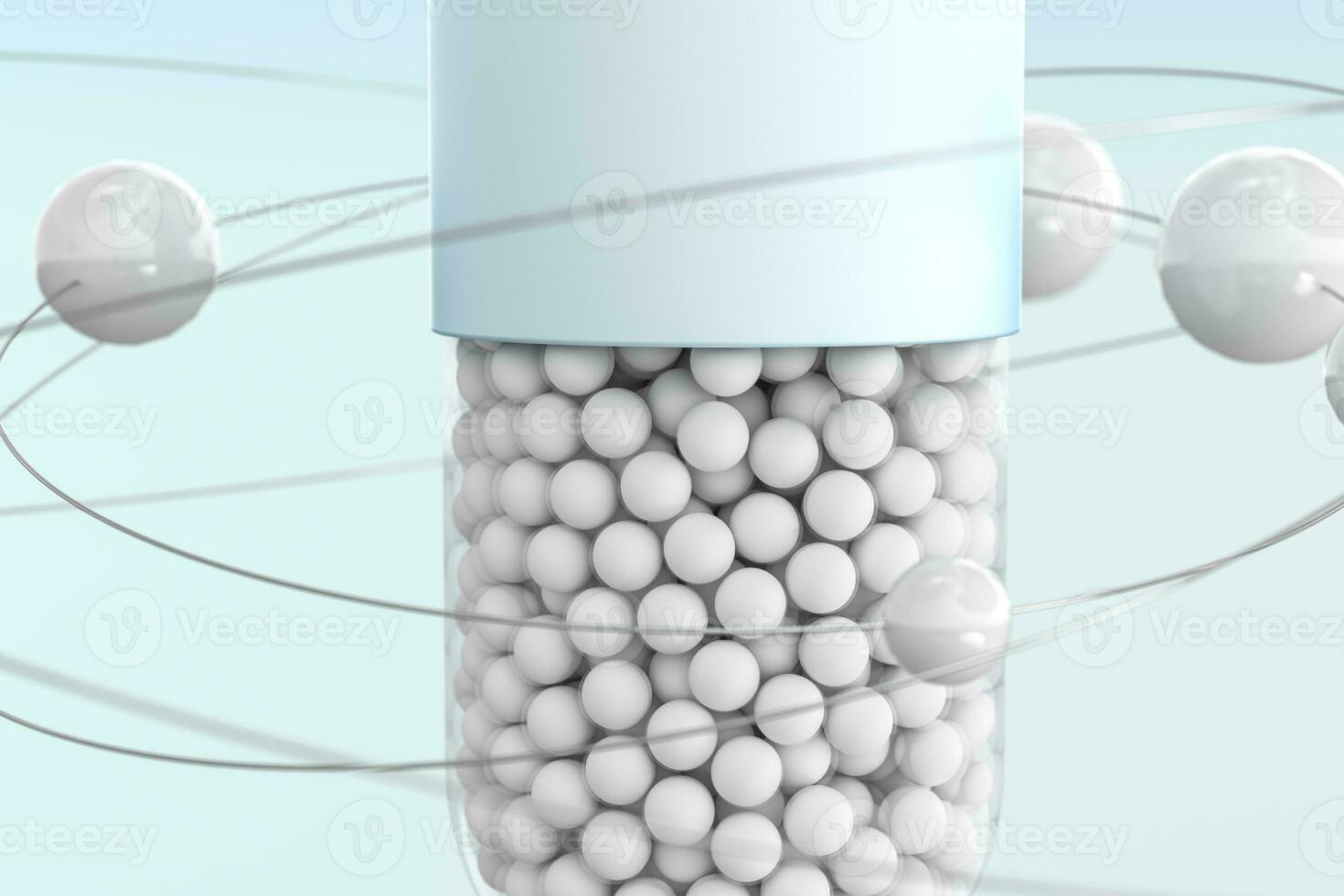 capsules with spheres, 3d rendering photo