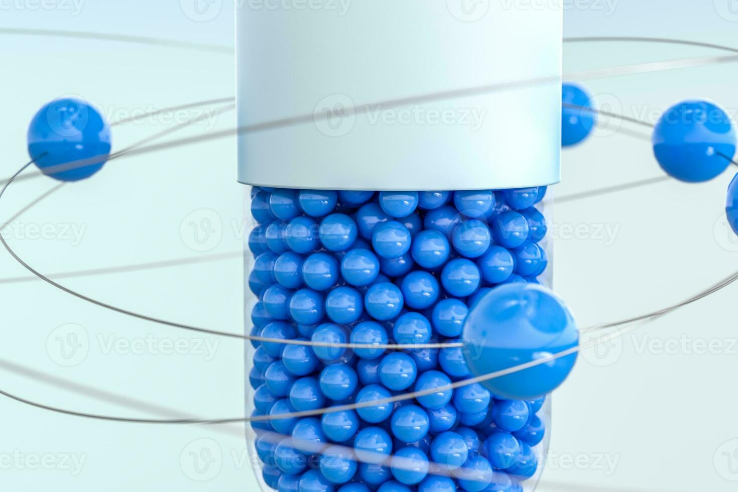 capsules with spheres, 3d rendering photo