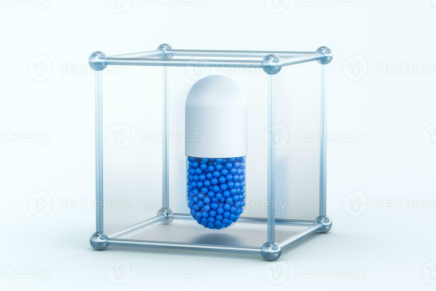 capsules with spheres, 3d rendering photo