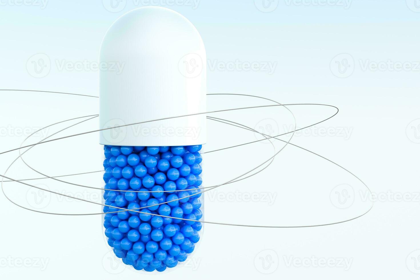 capsules with spheres, 3d rendering photo