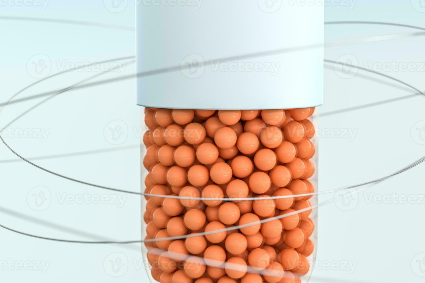 capsules with spheres, 3d rendering photo