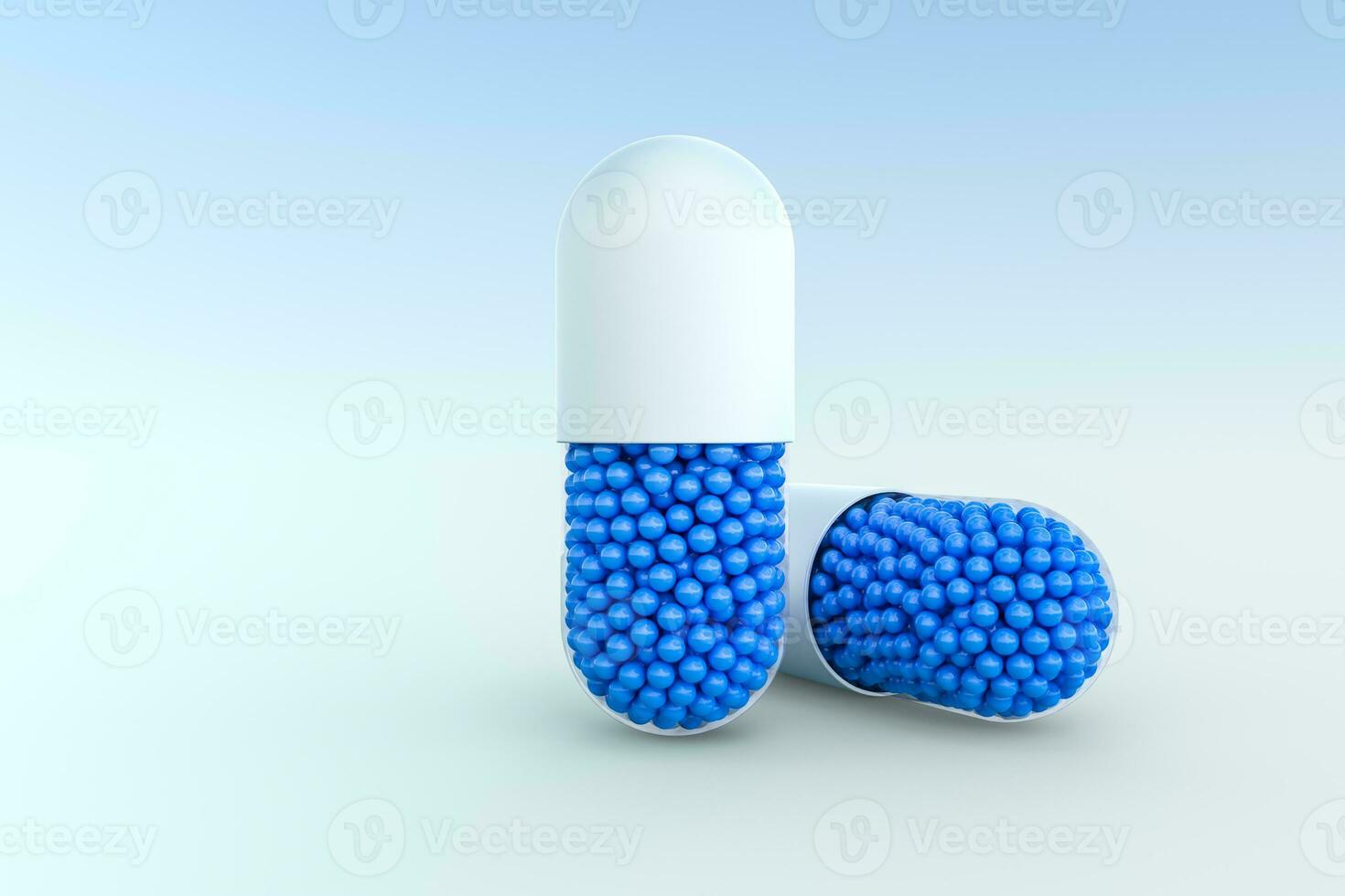 capsules with spheres, 3d rendering photo