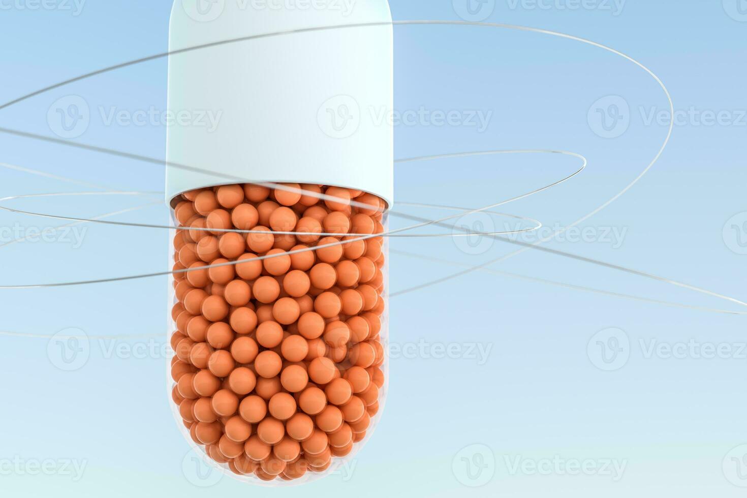 capsules with spheres, 3d rendering photo