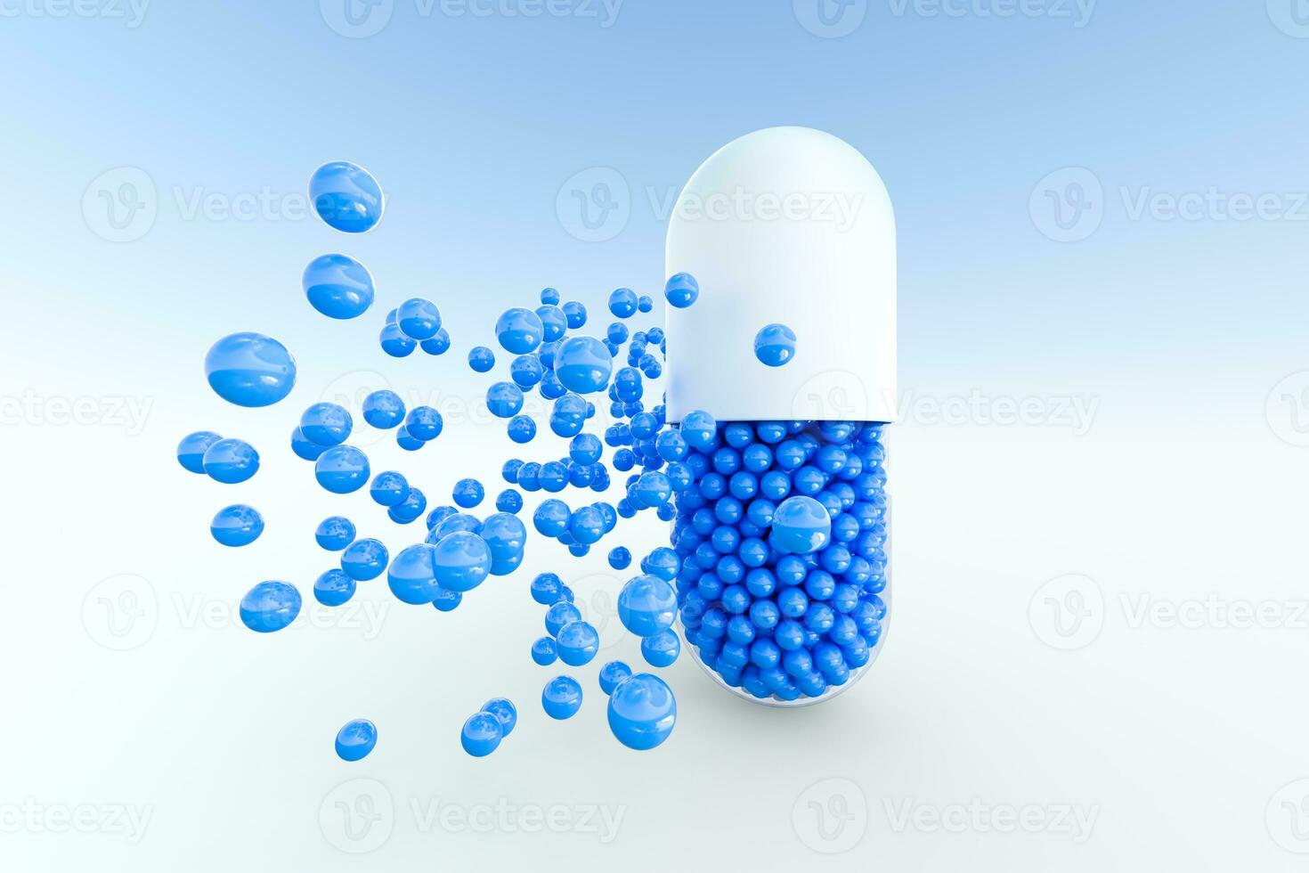 capsules with spheres, 3d rendering photo