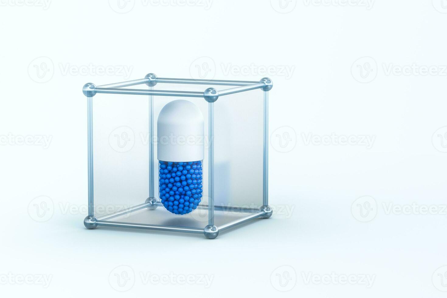 capsules with spheres, 3d rendering photo