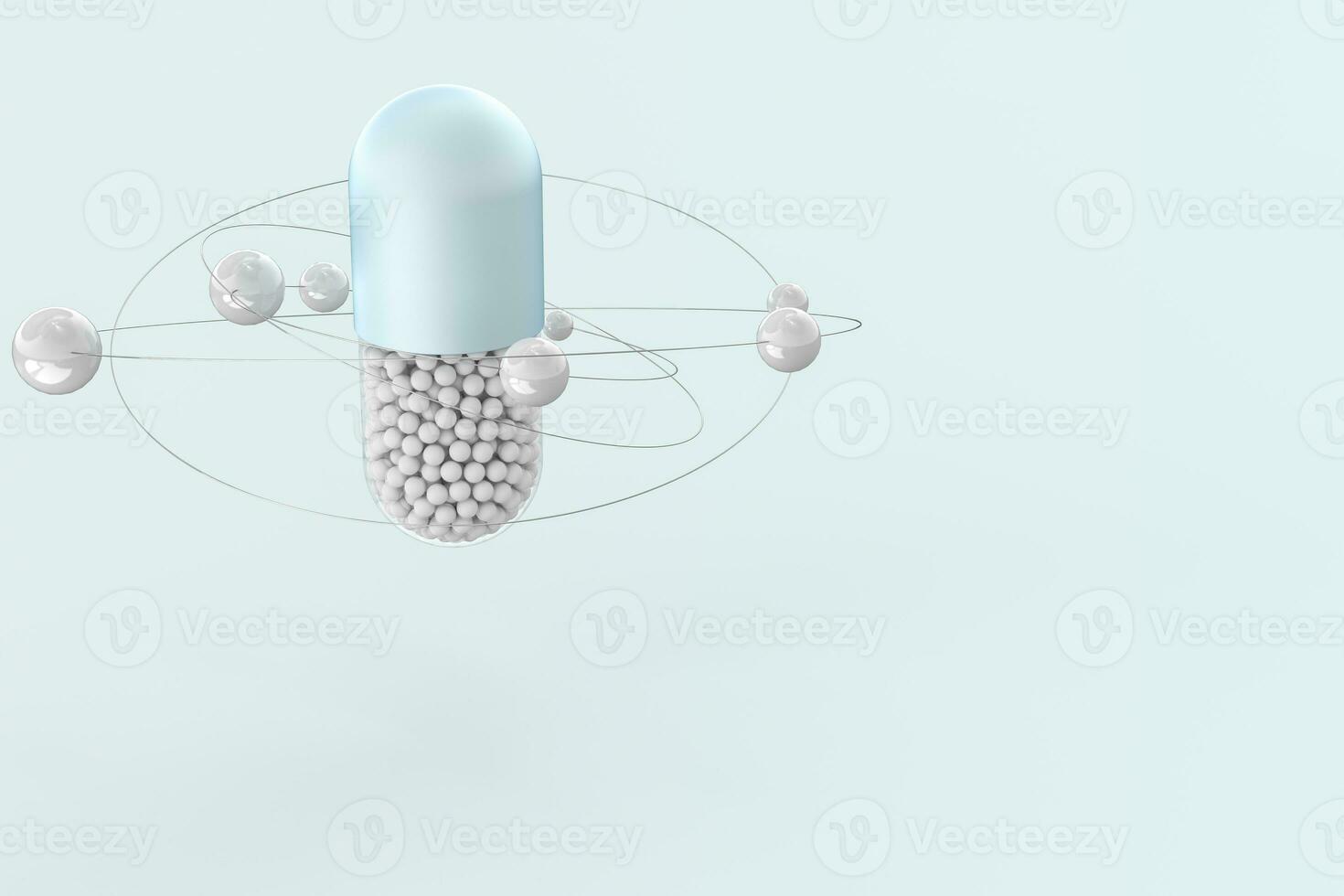 capsules with spheres, 3d rendering photo