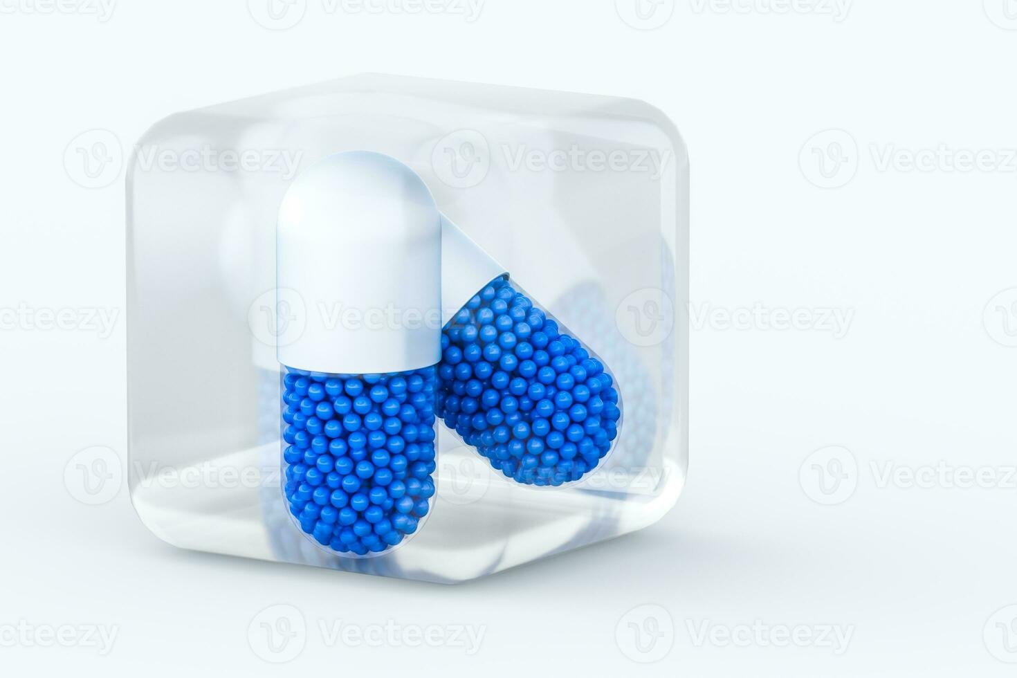 capsules with spheres, 3d rendering photo