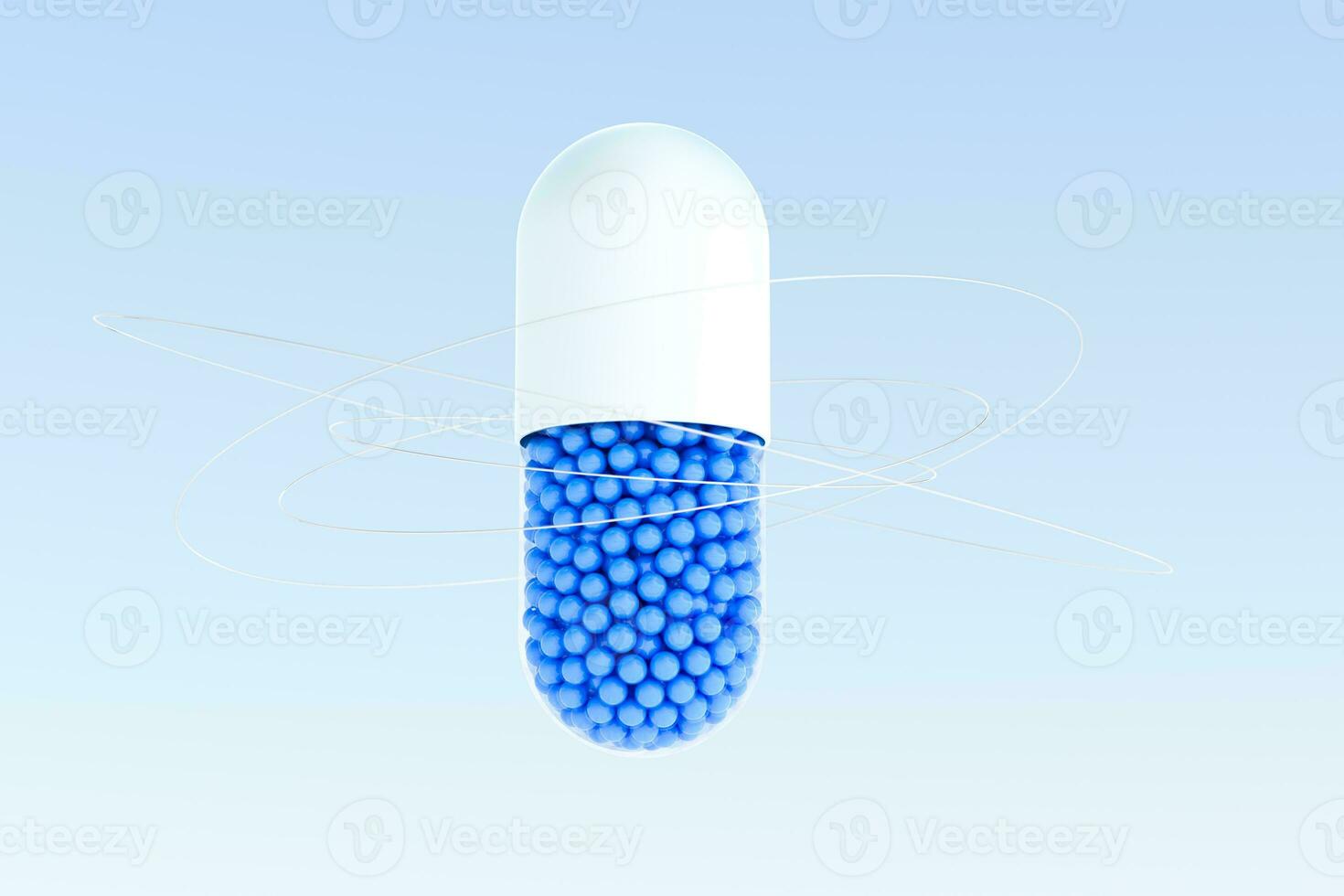 capsules with spheres, 3d rendering photo