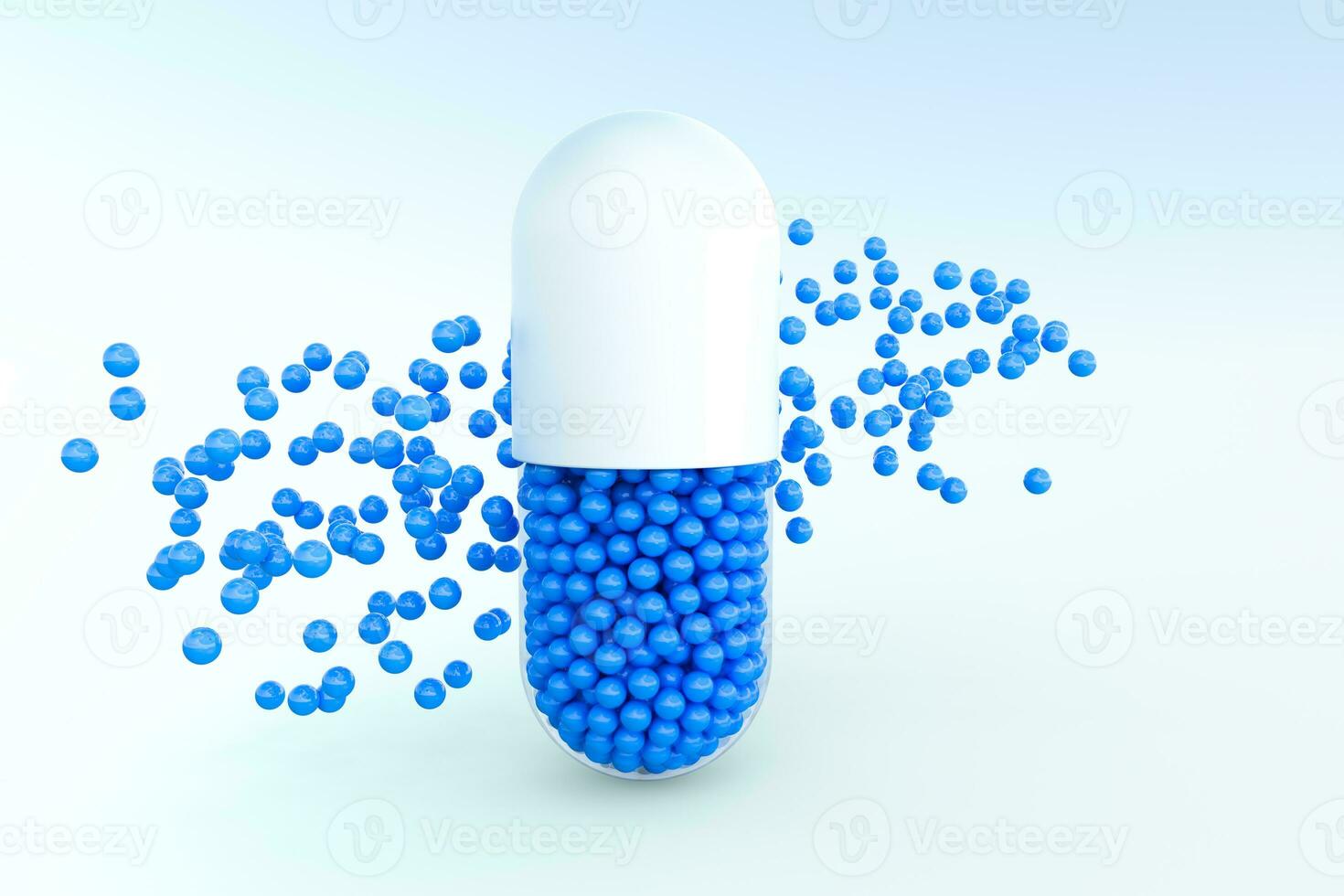 capsules with spheres, 3d rendering photo