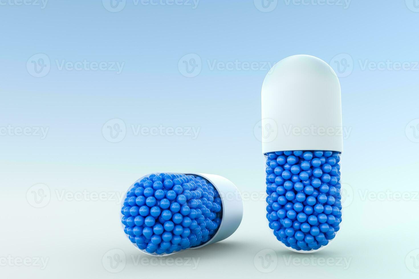 capsules with spheres, 3d rendering photo