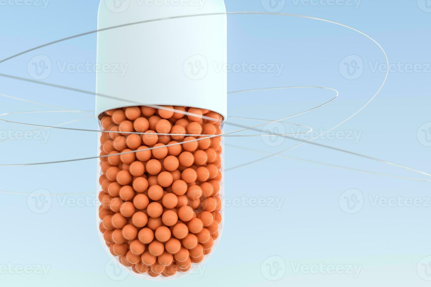 capsules with spheres, 3d rendering photo