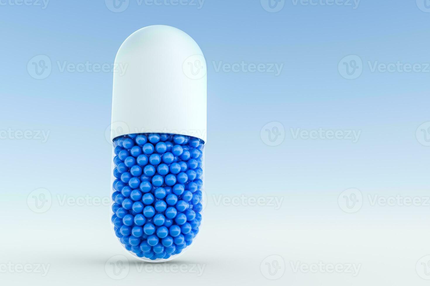 capsules with spheres, 3d rendering photo