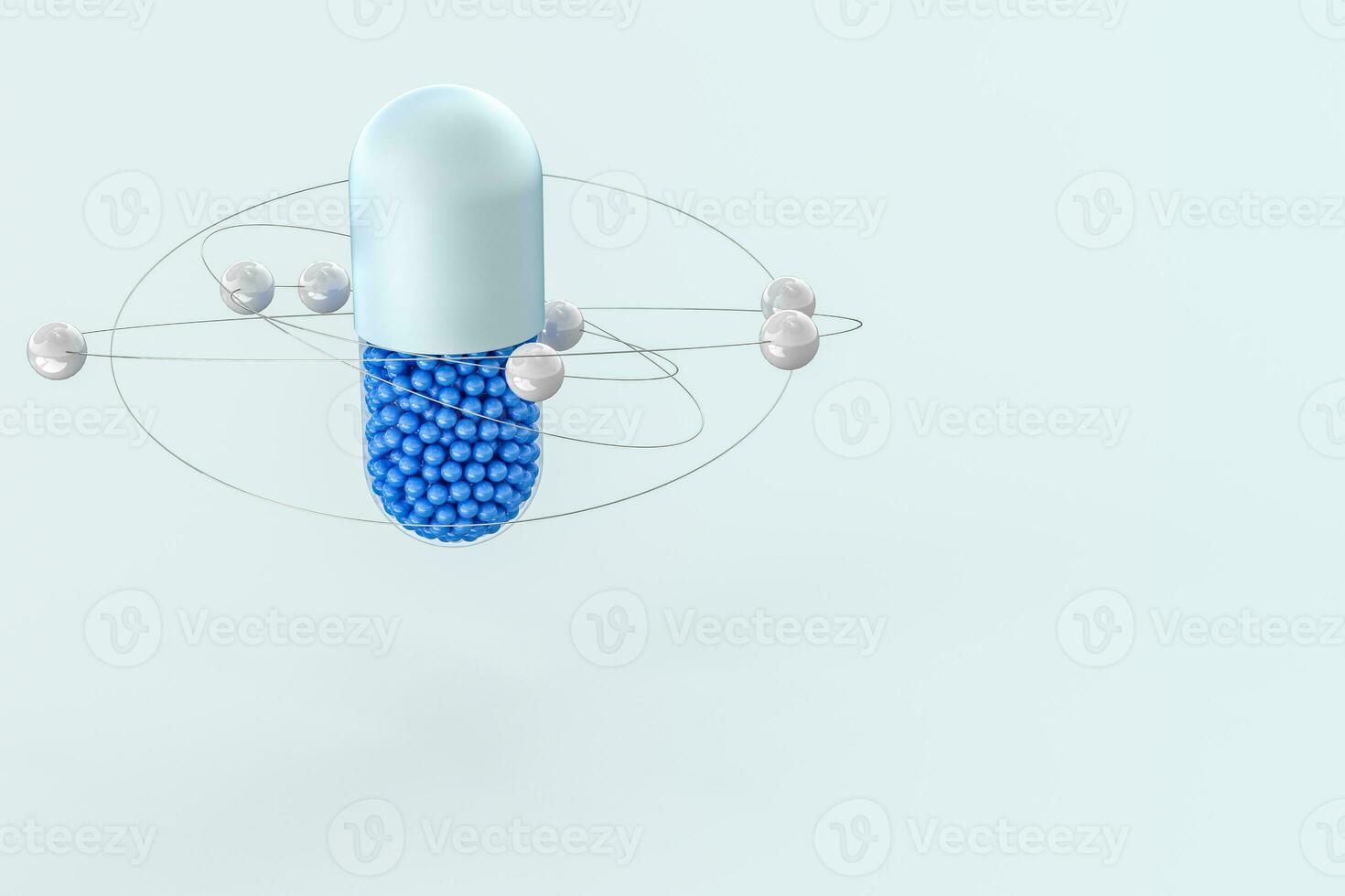 capsules with spheres, 3d rendering photo