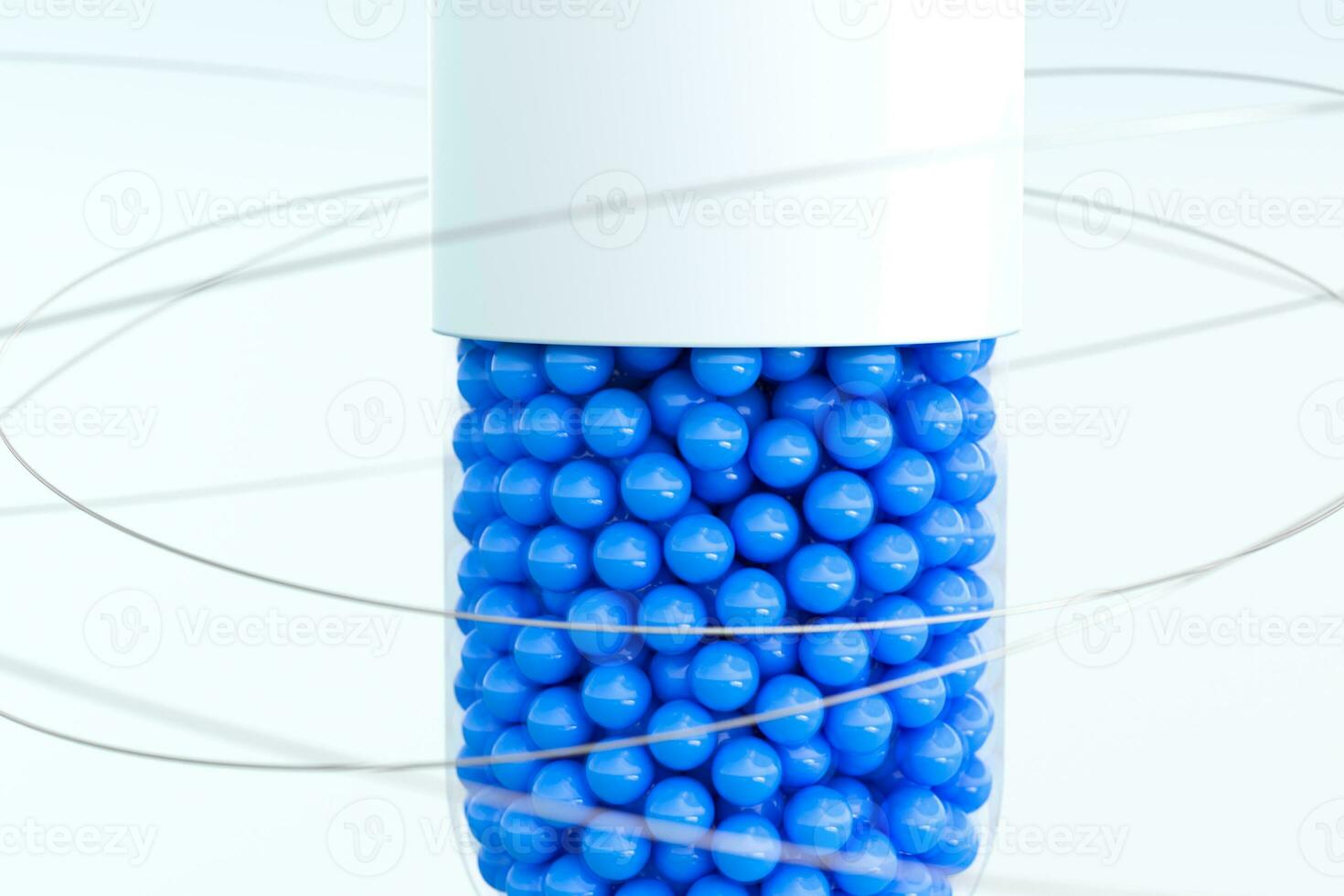 capsules with spheres, 3d rendering photo