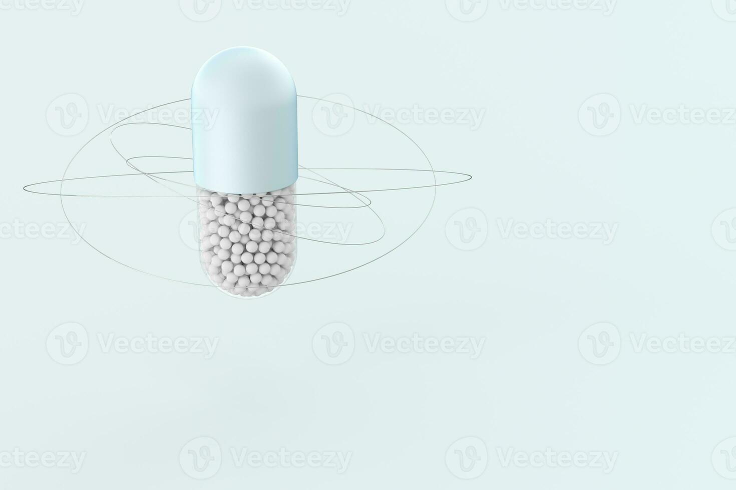 capsules with spheres, 3d rendering photo