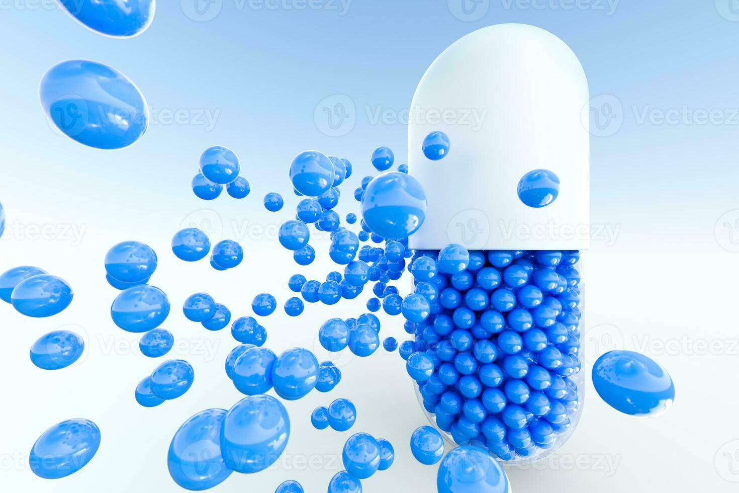 capsules with spheres, 3d rendering photo