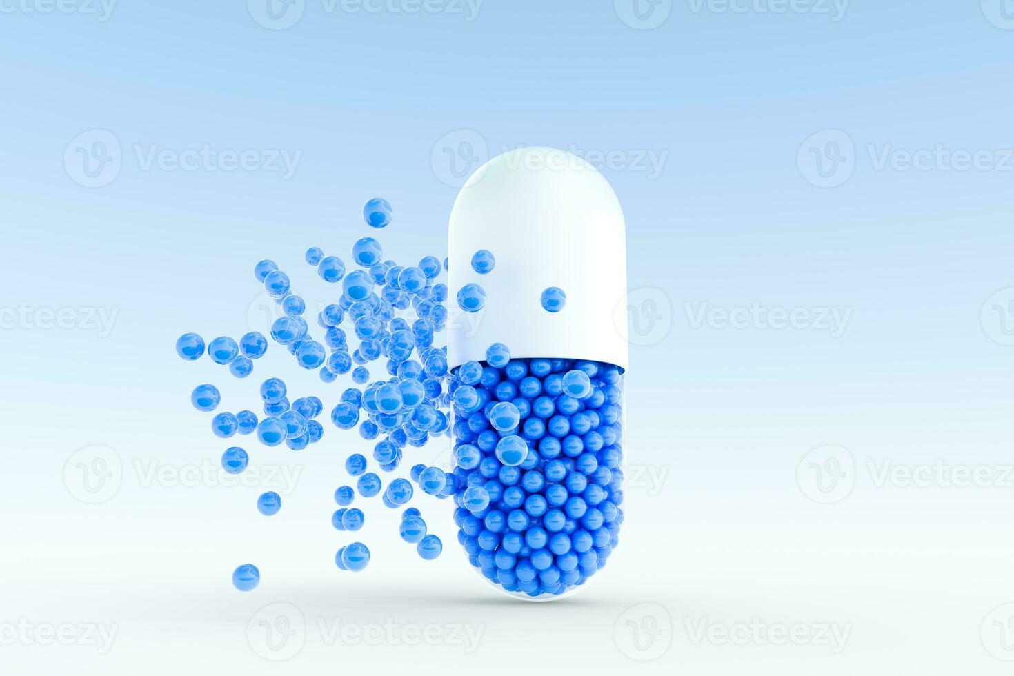 capsules with spheres, 3d rendering photo