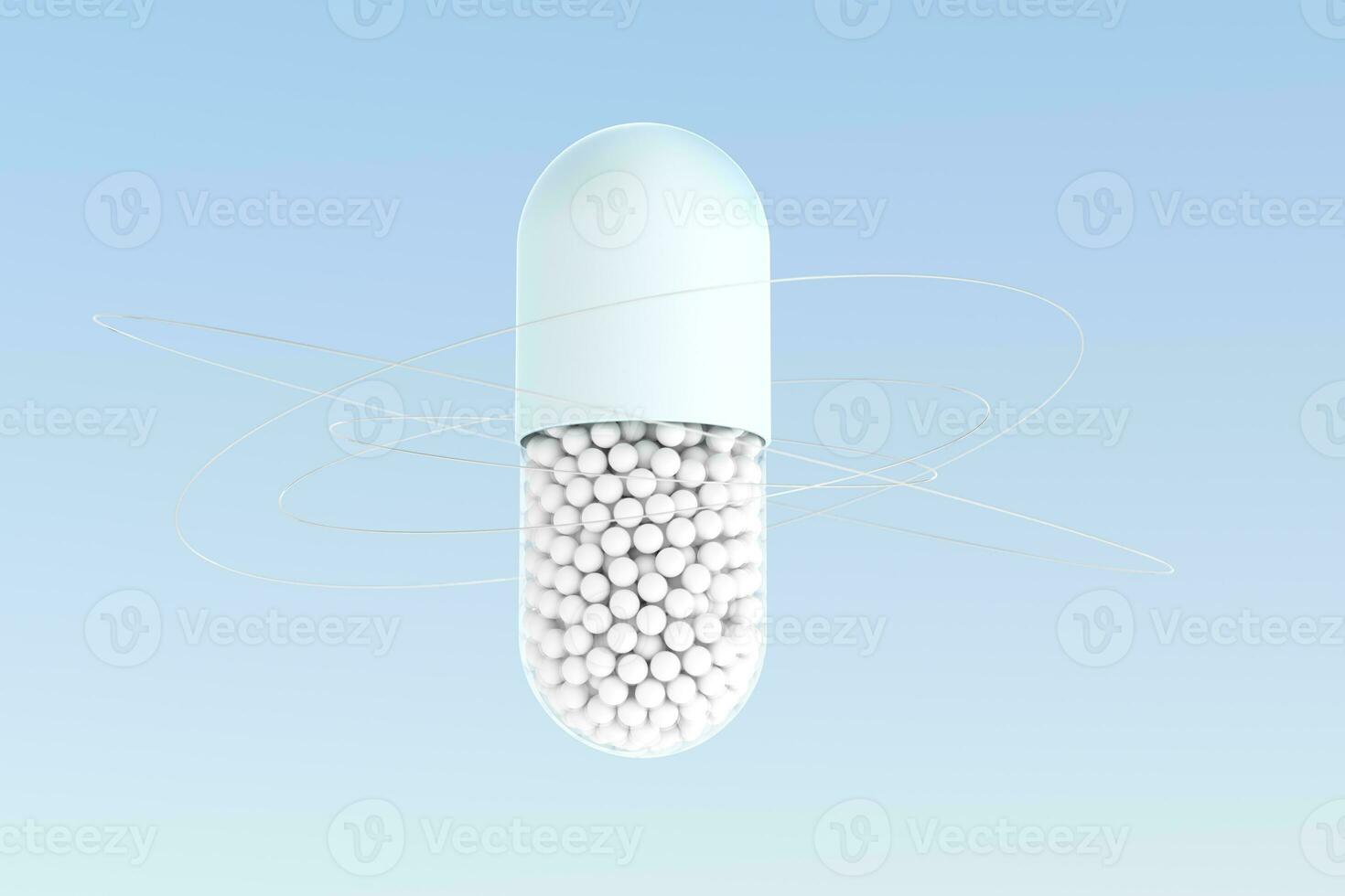 capsules with spheres, 3d rendering photo