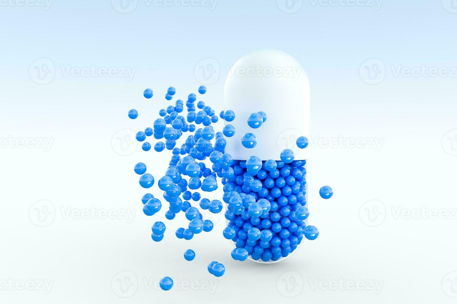 capsules with spheres, 3d rendering photo