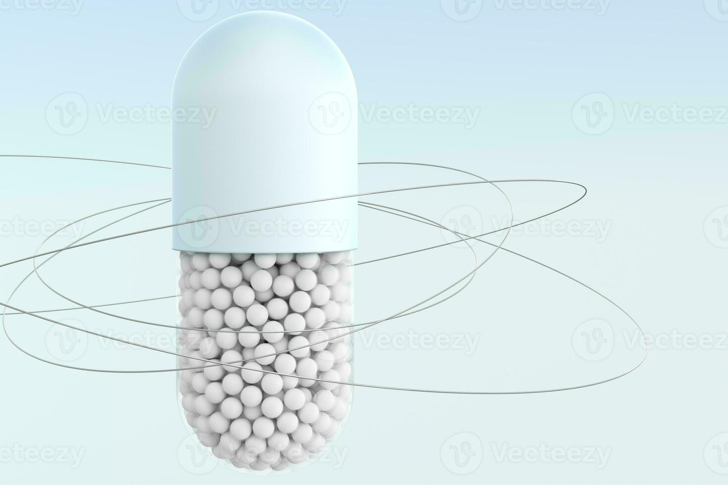 capsules with spheres, 3d rendering photo