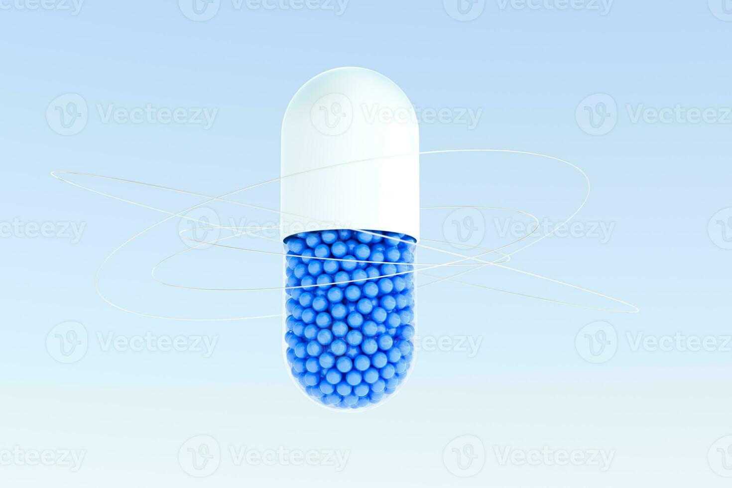 capsules with spheres, 3d rendering photo