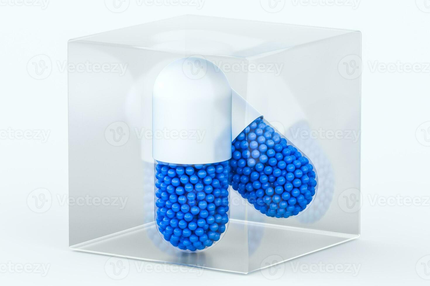 capsules with spheres, 3d rendering photo