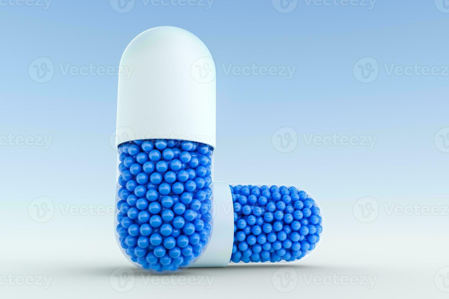 capsules with spheres, 3d rendering photo