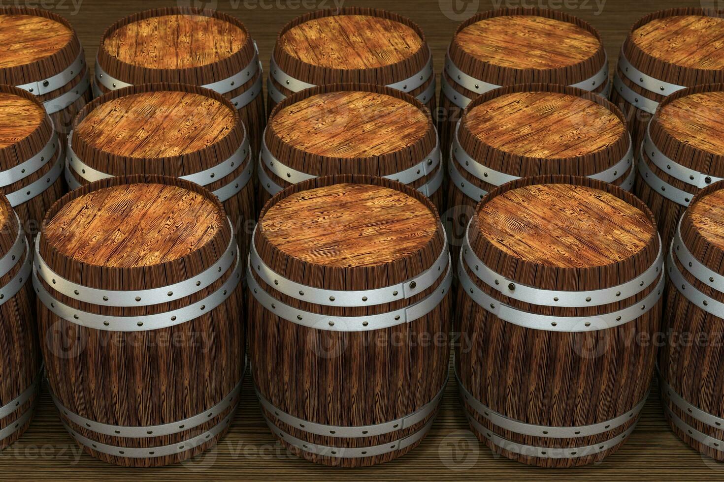 Wooden winery barrel with warm color background, 3d rendering photo
