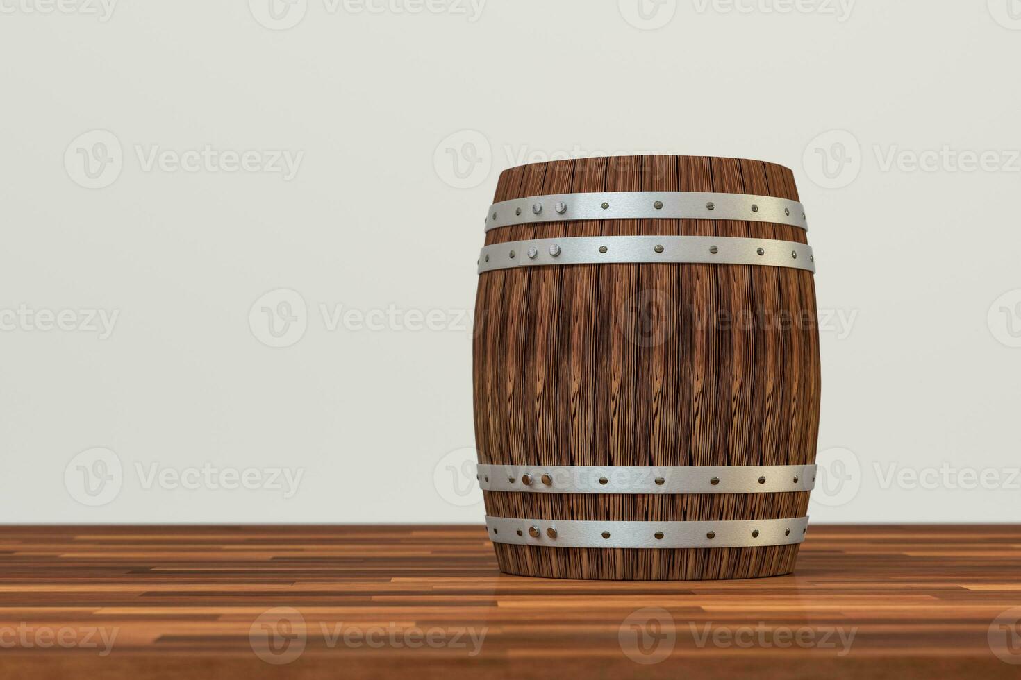 Wooden winery barrel with white background, 3d rendering photo